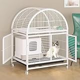 WLCNYL 3-stöckiger Katzenlaufstall, Katzengehege, Katzenkäfig, Metalldrahtzwinger, Kuppeldesign, kräftiger Rahmen, Schiebetür Oben, abschließbare Tür, für kleine Haustiere (weiß, hoch 38,2 Zoll)