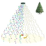 Weihnachtsbaum Lichterkette 2m 400 LEDs Christbaumbeleuchtung 8 Modi und Memory, IP44 Weihnachtsbeleuchtung für Innen Außen-RGB und Warmwei