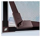 DGAMHF Magnetisches Fliegengitter, Brauner Rahmen, Graues Netz, For Fenster, Verstellbar, DIY-Fiberglas, Insektennetz, Moskitonetz, Passend For Jede Größe, Kleiner For Fenster, 64 Größen(160x220cm)