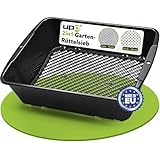 UPP Gartensieb 2-in-1 | Rundsieb mit Einstellbarer Machengröße | Sieb, Erdsieb, Sandsieb Alles in einem Gartengerät Schwarz 39,5x29x11cm