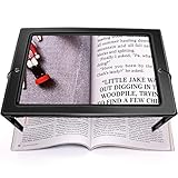 OBOVO Upgrade Lupe mit Licht, 5X Leselupe mit Licht für Senioren Groß, Dimmbare Lupen mit 50 LED Licht, Größere Linsen, Klappbarer Ständer Hände Frei für Bücher, Arbeit, Nähen, Lesen, Sehschwäche