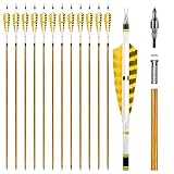 REAWOW 12er Carbonpfeile,mit 4' Naturfedern 31 Zoll Bogenpfeile für Bogenschießen Erwachsene Pfeil für Recurvebogen Traditionellen Bogen