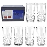 RICHFUL Longdrinkgläser Set 6-teilig – 375 ml Trinkgläser aus bleifreiem Glas, spülmaschinenfest & dickwandig – Neue langlebige Kollektion Rhapsody – Highball Cocktail & Whisky Gläser