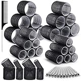 37 Stücke Lockenwickler Locken Set mit 4 Größen 64mm 48mm 36mm 25mm Hair Rollers mit 12 Stücke Edelstahl Clips, Groß Lockenwickler Set für Lange Medoum und Kurze Haare