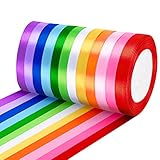 12 Farben Geschenkband, 10mm x 22m Polyester Satinband, Schleifenband Seidenband, Dekoband Stoffband Set für Hochzeit Dekoration, Geschenk Verpacken, Basteln