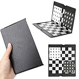ULIJTH Pocket Folding International Chess Set Board Checkers Plane
