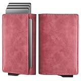 Navaris Pop-up Kartenhalter Geldbörse mit Innenfächern - Karten Geldbeutel für Damen und Herren - Kartenschieber Portemonnaie - Geldbeutel Kartenetui - Slim Wallet - Rot