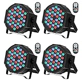 GdjRttk 4PCS RGB LED Par Strahler, 72W Bühnenlicht mit Fernbedienung und DMX 7CH, 36 LED Par Scheinwerfer mit 7 Beleuchtung Modi für Disco Partys Bar Halloween Weihnachten