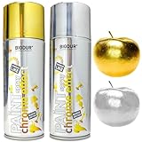 ARPON Spray Chromeffekt Silber und Gold- Metallic-Lack 400 ml-Aerosol-Farbe für Malerei und Dekoration sowie Renovierung- Schnelltrocknende Sprühlackfür Metalloberflächen Holz, Glas und Kunststoffen