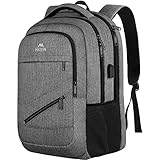 MATEIN Laptop Rucksack 17 Zoll, Große Herren Wasserdicht Reisen Tasche Arbeit Business Schulrucksack mit USB Ladeanschluss, Anti Diebstahl TSA Backpack Teenager Daypack Damen, Grau