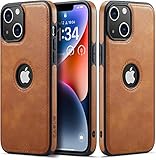 Sibada iPhone 14 Plus Hülle, iPhone 14 Plus Case, Logo View Kompatibel mit Slim Premium Veganes Leder Klassisch Luxus Elegant Dünn Cover, entworfen für iphone14plus hülle - Braun
