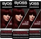 Syoss Color Coloration 4_22 Leuchtendes Rot Stufe 3 (3 x 115 ml), permanente Coloration für bis zu 10 Wochen Farbintensität und 70 % weniger Haarbruch*