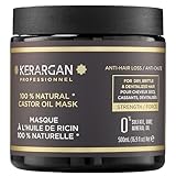 Kerargan - Haarmaske gegen Haarausfall mit Rizinusöl - Intensive Pflege für Trockenes und Brüchiges Haar - Angereichert mit Aloe Vera - Ohne Sulfate, GVO, Mineralöl - 500ml