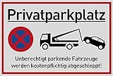 Privatparkplatz Schild 2 Stück Parken Verboten Warnschilder 20 x 30 cm unberechtigte parkende Fahrzeuge werden kostenpflichtig abgeschleppt, Parkplatz Schilder Privatgrundstück