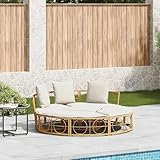 Festnight Sonneninsel Outdoor Gartenmuschel Sonnenliege 2 Personen Lounge Muschel Gartenlounge Outdoor Gartenbett Doppelliege Sonnenbett Liegeinsel Gartenliege Liegemuschel