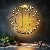 Leuchtkugel zum Hängen für Außen 40cm mit Timer und Stecker - 240 LED - Garten Dekoleuchte extra warm weiß beleuchtet kabelgebunden - Outdoor Kugelleuchte Weihnachten Advent Deko Kugel Leuchte