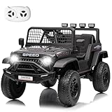 HAUSPROFI Elektroauto für Kinder, Elektro Kinderauto mit Fernbedienung, 12V 4,5AH Batterie, Geschwindigkeitsstufen, Musik, Bluetooth, LED und Sicherheitsgurt, für Kinder ab 3-6 Jahren(Schwarz)