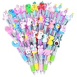 34PCS 4 Farben Kugelschreiber Stifte Kinder Mädchen Set Coole Mehrfarbiger Kawaii Mini Tierstifte Schöne Süße Cute Pens Druckkugelschreiber Tier Lustig Einhorn Mehrfarben Vierfarben Mitgebsel Tierkopf