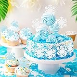 Molain 50 Stück Snowflake Cake Decoration, Frozen Tortendeko tortendeko Essbare Tortendeko Frozen Geburtstagsdeko Eiskönigin Tortendeko Esspapier Tortendeko(blau+Weiß)