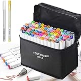 TOUCHNEW 80+2 Farbige Marker Stifte Set, Graffiti Stifte Manga Sketch Pens, Drawing Sketch Studenten Kunstler Design Schule Drawing art Supplies(weißen+Kostenloses Geschenke Pens)