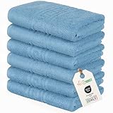 nice homeit Set mit 6 Handtüchern für Gesicht und Hände 40 x 60 cm – Badetücher aus 100% ringgesponnener Baumwolle – extra weich und saugfähig – Made in Italy – Blau
