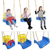 Schaukel für Indoor/Outdoor, 3 in 1 Kinderschaukel, Gartenschaukel, Verstellbares Seil, Kunststoff Schaukelsitz mit Rückenlehne (B)