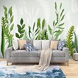 Einfache Stereoskopische Grüne Pflanze Blätter Moderne 3D Tapete Hochwertige Strukturierte Seide Neutrale Material Ideal Für Wohnzimmer Schlafzimmer-350cm×256cm