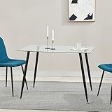 [en.casa] Glastisch Hyrynsalmi Küchentisch 75x110x70cm aus Stahl Glas Esszimmertisch Schwarz
