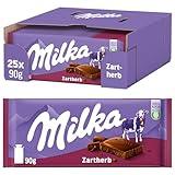 Milka Zartherb, Tafel Dunkle Schokolade mit Alpenmilch aus den Alpen, 25 x 90g