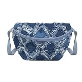 Kleine Gürteltasche für Damen, Denim-Kunstleder, mit verstellbarem Gürtel, Blau, Einheitsgröße