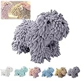 Chenille-Hundehandtuch, weißes Chenille-Hundehandtuch, Chenille-Handtuch, Ball-Form, Chenille-Handtuch, niedliche Cartoon-Hunde, weiche, saugfähige Mikrofaser-Handtücher für Badezimmer (grau)