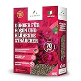 LERAVA® Rosendünger BIO und Dünger für Blühende Sträucher - 800g - Förderung von Kräftigem Wachstum und Leuchtenden Farben - Langzeitdünger für Gartenrosen - Bio Qualität 100% Made in Italy