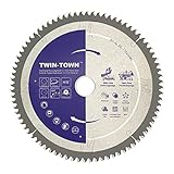 TWIN-TOWN HM Kreissägeblatt Multi-Material 254x30mm Z80, Ideal für Holz, Laminat, MDF, Aluminium, Kunststoff, Parkett, Fußleisten und Kupfer zum Sägen mit Gehrungssäge und Tischkreissäge