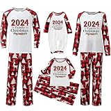 Passende Weihnachtspyjamas für die Familie Passende Pyjamas für die Familie Weihnachtspyjama-Sets Feiertagsnachtwäsche(A229 White,B024)