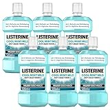 LISTERINE Cool Mint Mild (6 x 500 ml), antibakterielle Mundspülung mit ätherischen Ölen & ohne Alkohol, Mundwasser bekämpft wirksam Bakterien, perfekte Ergänzung zur täglichen Zahnpflege