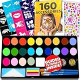 Blue Squid Kinderschminke Set Ideales Schminke 28 Farben, 160pcs Theaterschminke Faschingsschminke für Kinder, Kinderschminke Wasserbasis, Kinderschminken Set für Halloween Karneval