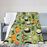 WZYWHJ Decken 101,6 x 76,2 cm – leichte, langlebige und kompakte Anti-Falten-Decke für Bett, Sofa, Camping, Kino und Reisen, Sushi-Dillgurken-Muster