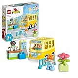 LEGO DUPLO Die Busfahrt Set, Bus-Spielzeug zum Aufbau sozialer Fähigkeiten, Motorikspielzeug mit Fahrzeug und Figuren, pädagogisches Geschenk für Kleinkinder, Jungen und Mädchen ab 2 Jahren 10988