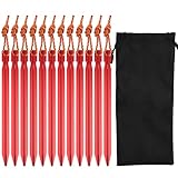 12Stks Rote Robuste Leichte Sturmheringe, 18cm Y-Förmige Zeltheringe Aus Aluminiumlegierung, Zeltheringe Aus Metall mit Reflektierendem Seil Transporttasche, Dreieckige Sandheringe für Wander Reisen