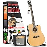 Pyle Elektroakustik Gitarre 4/4 Komplettset für Anfänger – Westerngitarre mit Tonabnehmer, 10W Verstärker, Tasche, Stimmgerät, Gurt & Ersatzsaiten – Akustik E-Gitarre Reisegitarre