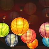 Encham 20 Stück Bunte Papierlaterne 15cm mit 20 Stück Ballonlichter Warmweiß Lampions Papier Laterne Lampenschirm für Feiertagen Hochzeit Halloween Weihnachten Geburtstage Gartenparty Babyparty deko