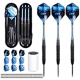 Acboor Dartpfeile, Dartpfeile Metallspitze 3 Stück Profi Steeldarts Steel Dartpfeile Set 3 Aluminium Schaft mit 9 Flights 50 Anti-Lose Gummiringe und 2 Dart Tool Sharpener