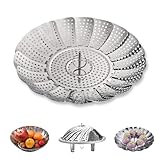 Dünsteinsatz Topf,Edelstahl Dampfeinsatz für Topf,Einstellbar (14cm-23cm) Gareinsatz für Töpfe,Dampfgarer Einsatz für Gemüse Fisch Meeresfrüchte und Verschiedenes Kochen