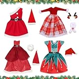 4 Stück Weihnachten Puppenkleidung Kleidung,Kleidung für Puppen,Weihnachten Puppe Zubehör für 30 cm Puppen zubehör,mit Röcke,Mützen,Schals（Geeignet für Erwachsene）