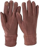 styleBREAKER Damen Touchscreen Fleece Handschuhe Einfarbig, warme Fingerhandschuhe, Winter 09010047, Farbe:Schokobraun