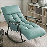 Moderner blauer Schaukelstuhl für Wohnzimmer, bequemer Loun Sessel mit hoher Rückenlehne, Wippe für Relaxat und Freizeit, Beistellstuhl