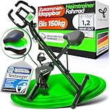 Neu Tretmann Hometrainer fahrrad Klappbar Set-extra bequem & leise- [RelaxFoam] bis 150KG Belastbar Ergometer, Heimtrainer fahrrad, Ergometer Heimtrainer Senioren, Fitnessbikes