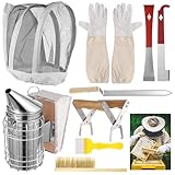 Funabridge 9-teiliges Imkerei-Starter-Set mit essentiellem Smoker, Hut, Handschuhen, Bienenstockwerkzeugen und Zubehör für Anfänger