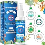 Mückenspray Mückenschutz Spray 60ml - Insektenschutz Mückenabwehr Outdoor & Indoor mit 4 Anti Mücken Clip, Deet-Frei Anti Mücken Spray für Kinder & Erwachsene, Langanhaltender Mückenschutz