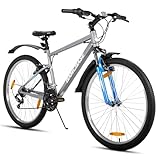 HILAND 26 Zoll Mountainbike, 18 Gang MTB für Männer Frauen, Erwachsenen-Mountainbike mit V-Brakes, Grau